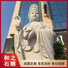 大型石雕三面四面觀音像 寺廟廣場公