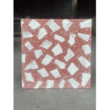 紅底白石馬賽克水磨石不規則通體骨料拼花廠家直銷無機水磨石