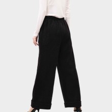 溫碧霞代言IRENENA服裝品牌高腰絲絨闊腿褲黑色均碼休