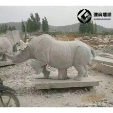 非洲犀牛石雕雕塑報價 大理石犀牛雕像圖片
