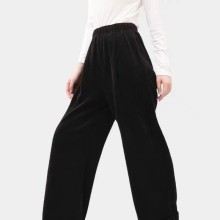 IRENENA女裝溫碧霞自創(chuàng)品牌高腰寬松絲絨闊腿褲百搭黑