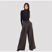 IRENENA女裝溫碧霞自創品牌高腰顯瘦闊腿褲黑色百搭西