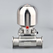 興沃衛生級T型三通隔膜閥氣動不銹鋼1"-4"快接焊接DN25-DN100