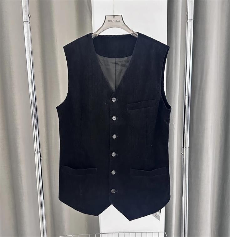 溫碧霞自創IRENENA服裝亞麻上衣時尚休閑單排扣馬甲