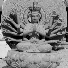 福建花崗巖觀音石雕 寺廟專用石雕觀音 帶背光觀音菩薩石像