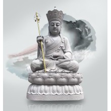 定做一尊石雕地藏菩薩 騎諦聽石雕地藏王佛像 比丘相石頭刻光頭地